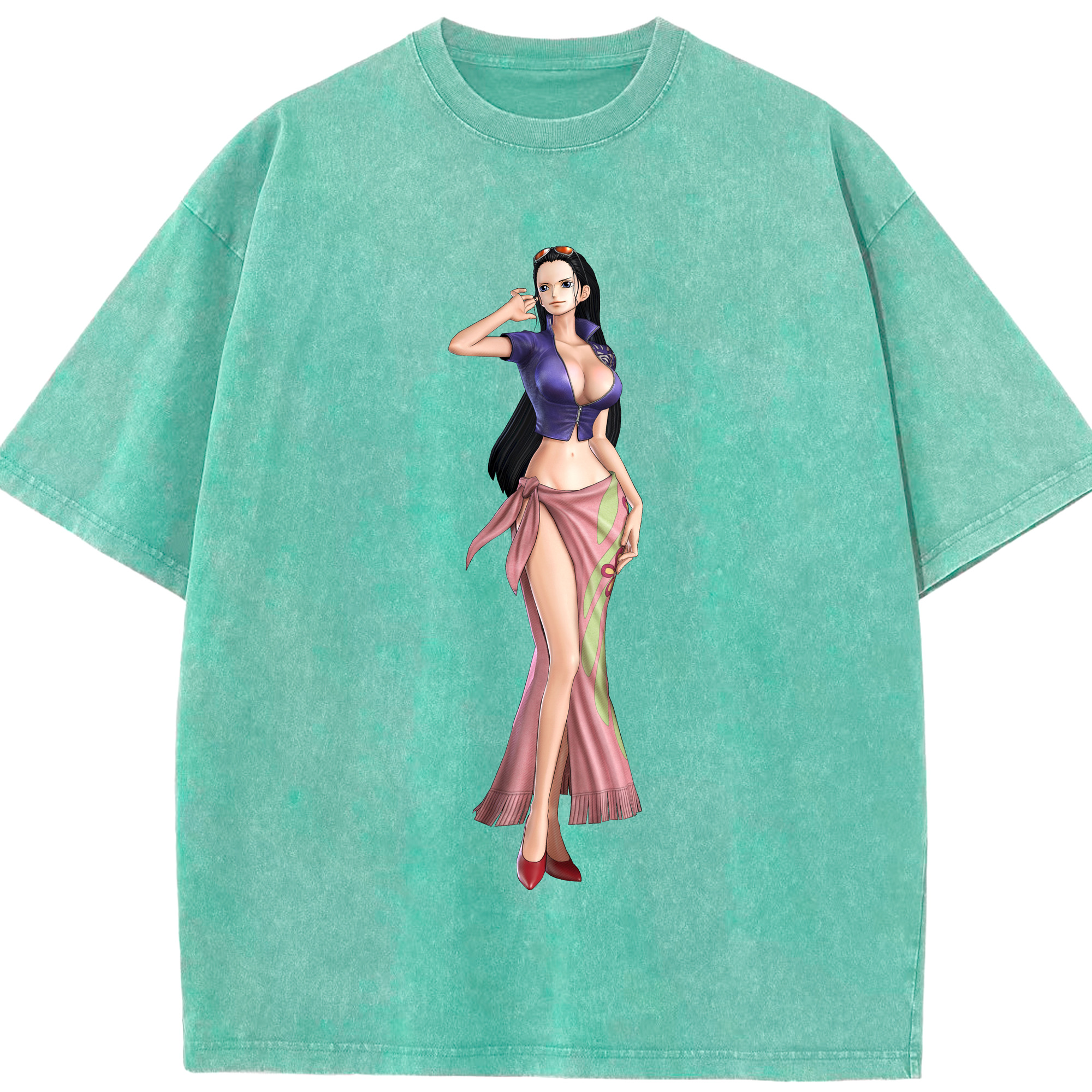 ワンピース ニコ・ロビン ONE PIECE Nico Robin 綿100% ヴィンテージ風 半袖Tシャツ（フロントプリント）